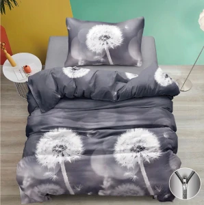 TOTÁLNÍ MASAKR CEN ! LUXUSNÍ BAVLNĚNÉ POVLEČENÍ - PAMPELIŠKY ŠEDÉ 140x200/70x90cm