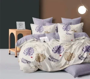MEGA AKCE ! Bavlněné povlečení s 3D efektem na 2 postele -140×200/70×90 cm – 100 % bavlna - LEONA + prostěradlo zdarma