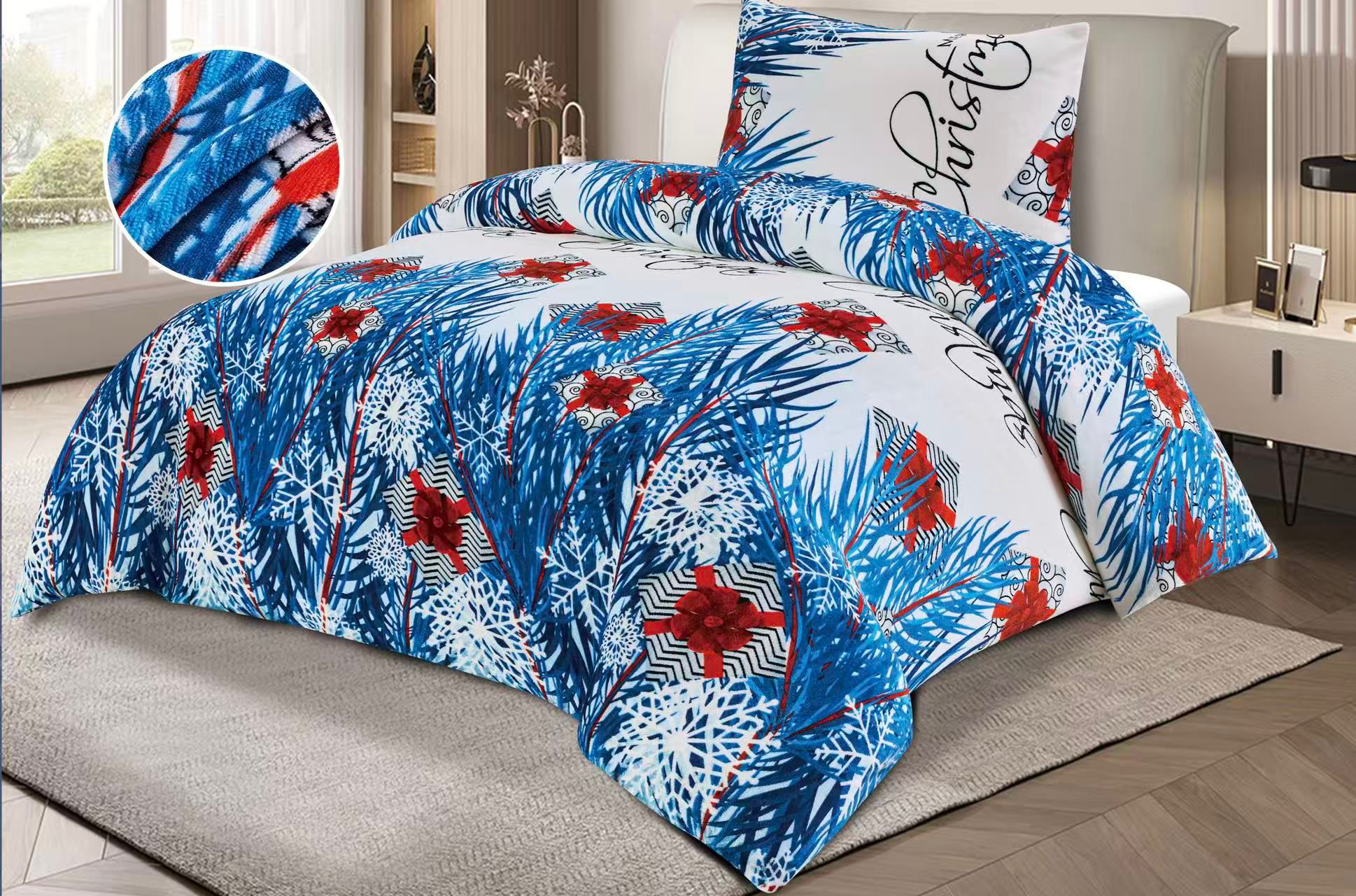 NOVINKA 2026 ! Mikroplyšové povlečení s 3D efektem 140x200/70x90 cm - VLOČKY