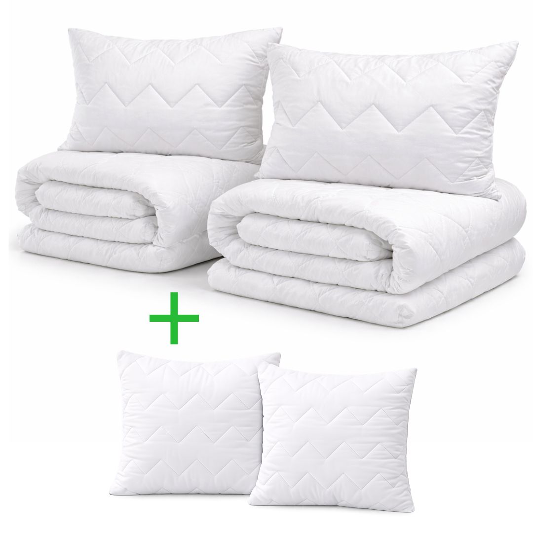 Super akce! 2× set přikrývka 140×200 cm + polštář 70×90 cm + 2× polštář 40×40 cm – ZDARMA, ušetříte 400 Kč (16 EUR)